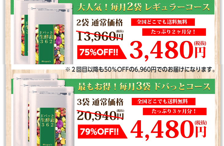 ドバっと生酵素、最安値と購入方法