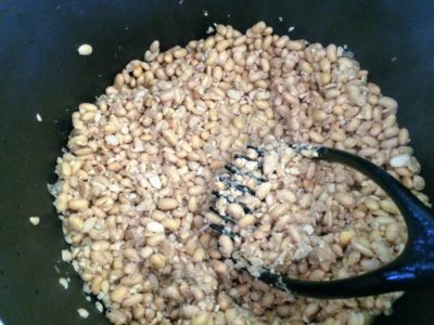 Making Miso (bean paste), mash the boiled beans
